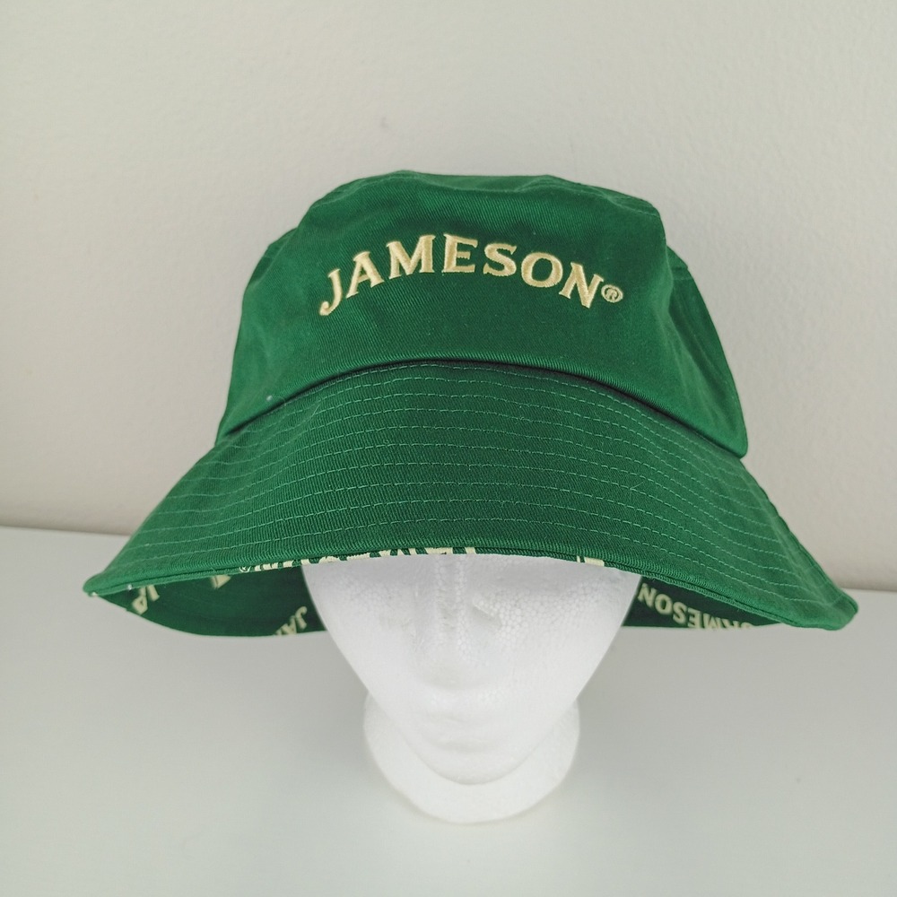 Jameson Irish Whiskey Green Bucket Hat Gold Embroidered Logo Cotton OSFM